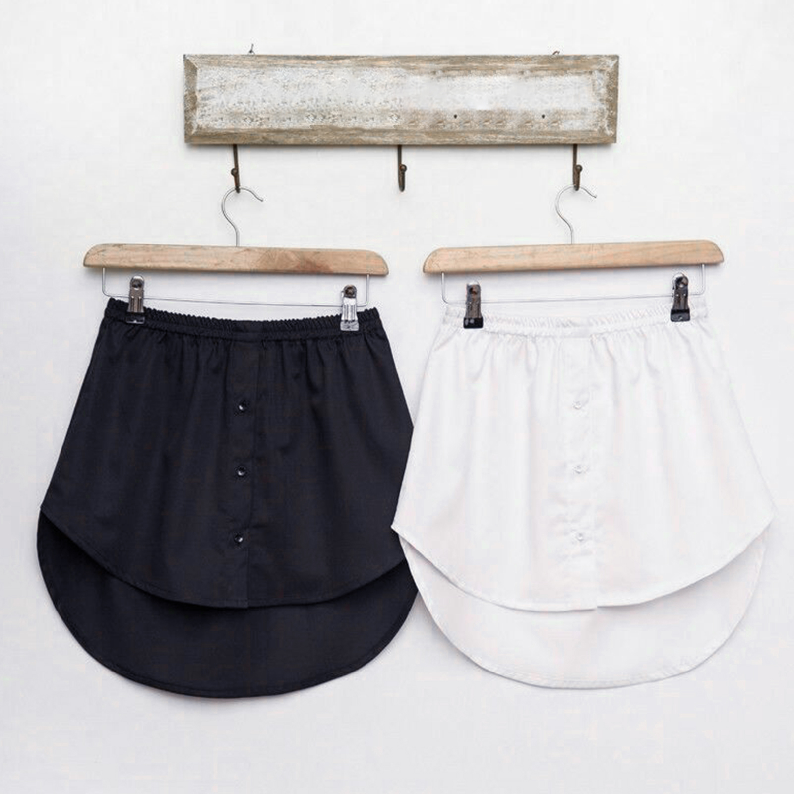 Women Fake False Shirt Tail Blouse Hem Cotton Stripe Detachable Skirt Underskirt